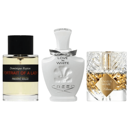 3-Piece Women's Fragrance Set: Frederic Malle Portrait of a Lady, Creed Love in White, Kilian Angels’ Share